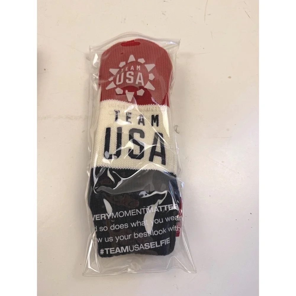 Fanatics Team USA Olympic Scarf and Mittens Set Red White Blue Winter Knit New